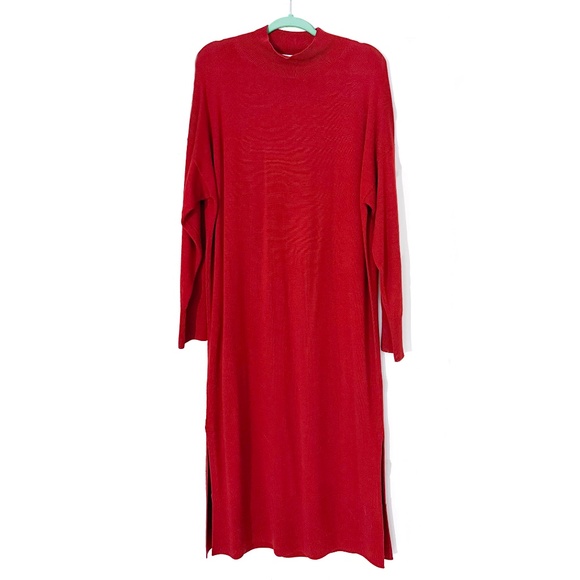 COS Merino Wool Turtleneck Maxi Dress | Cherry Red | Oversized - Picture 5 of 10